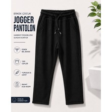 Tace Kids Erkek Çocuk Siyah Jogger Pantolon – Beli Lastikli Bağcıklı Rahat Kesim Günlük Pantolon