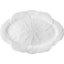 Baci Milano Botanica Çiçek Desenli Melamin Beyaz Oval Tabak 40,5 cm
