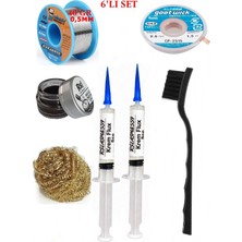 Smnr Lehim Seti 40G 0,5mm Lehim Teli Cp-2,5mm Fitil RSIASM559 Krem Flux Havya Ucu Temizleyici Seti Tekfırça TK195