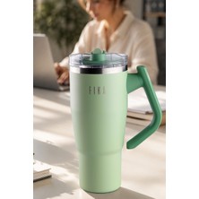 Neoflam Fika Lumi Patentli Döner Kulplu Sızdırmaz Çift Ağızlıklı Çelik Termos 950 ml - Mint Yeşili