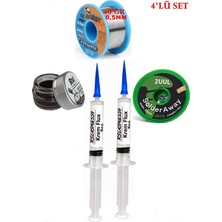 Smnr Lehim Seti 40G 0,5mm Lehim Teli 2uul-2,0mm Fitil RSIASM559 Krem Flux Havya Ucu Temizleyici Seti TK29