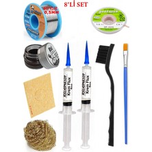 Smnr Lehim Seti 40G 0,5mm Lehim Teli Cp-1,5mm Fitil RSIASM559 Krem Flux Havya Ucu Temizleyici Seti Çiftfırça TK212