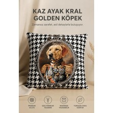 Kral Golden Kaz Ayağı Desen Kırlent Kılıfı