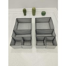 Happy Trend 8'li Gri Çekmece Içi Düzenleyici Organizer Set - Çok Amaçlı Dolap Içi Kutu Seti