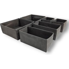 Happy Trend Antrasit 6'lı Çekmece Içi Düzenleyici Organizer Set - Çok Amaçlı Dolap Içi Kutu Seti