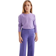 Happy Trend Defacto Kız Çocuk Regular Fit Bisiklet Yaka Uzun Kollu Tişört