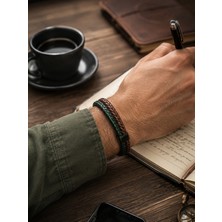 Magicgrange Erkek Deri Bileklik Gerçek Dana Derisi Çift Renk Örgü Casual Tasarım 21 cm