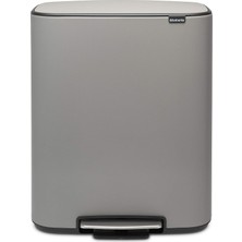 Happy Trend Brabantia Bo Pedallı Çöp Kovası, Çelik, Mineral Beton Gri, 60 L