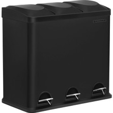 Happy Trend Songmıcs 54 Litre Mutfak Çöp Kutusu Pedallı Çöp Kovası, 3 Bölmeli, Iç Kovalar ve Atık Ayırma Için 6 Etiket, Çöp Ayrıştırma Sistemi, Siyah LTB54B
