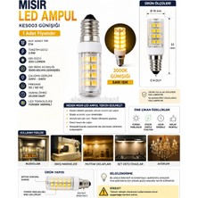 K2 Global K2 E-14 3W Mısır LED Ampul Sarı Işık 3000K 3 Watt 220 Volt (Günışığı Ince Duy Buz Dolabı Ampulu Gün Işığı Sarı Işık)
