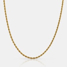 Parla Halat Zincir Kolye 3mm – 14K Altın Kaplama 60 cm