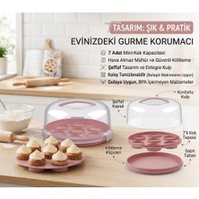 Reoona Taşınabilir Kapaklı Kek ve Cupcake Şeffaf Taşıma Fanusu – 7'li Bölmeli Pastel  Pasta Saklama Kabı G-299