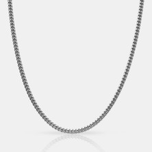 Parla Miami Küba Zincir Kolye 4mm – Gümüş Renk 55 cm