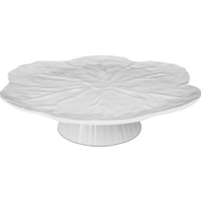 Baci Milano Botanica Çiçek Desenli Melamin Beyaz Büyük Boy Ayaklı Kek Standı 40,5 cm