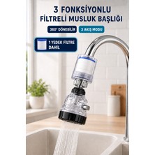 Evgereçlerim 3 Fonksiyonlu Musluk Başlığı + Yedek Filtre, Şeffaf Plastik Malzeme ile Su Tasarrufu Sağlar