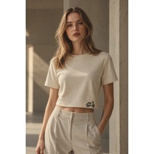 Seven Cubed 7³ Crop Vespa Nakışlı Lycra Cotton T-Shirt