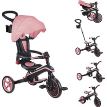 Happy Trend Globber - 4'ü 1 Arada Explorer Üç Tekerlekli Bisiklet - 10 Ay - 5 Yaş Arası Yeni Yürümeye Başlayan Çocuklar Için Katlanabilir ve Ölçeklenebilir Üç Tekerlekli Bisiklet - Pastel Pembe