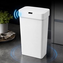 Happy Trend 50 Litre Sensörlü Çöp Kovası, Otomatik Temassız Akıllı Çöp Kutusu, Dokunmatik Açma Özellikli, Sessiz Kapanan, Büyük Boy Mutfak, Ofis ve Ev Için Beyaz