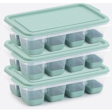Dünya Plastik 3 Lü Set Mini Kapaklı Silikon Buzluk Yeşil Renk