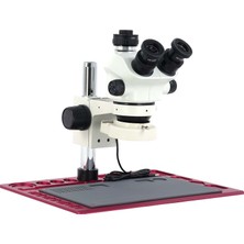 EUAS Mikroskop Zs 7050P Trinoküler Mikroskop Seti - 7X-50X Zoom, 0.5x Ctv, LED Işıklı ve Alüminyum Pedli Kırmızı Tabla Set