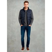 Blauer Lacivert Erkek Dik Yaka Kapitone Yelek 25WBLUX02133-888EN Atlantıc