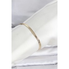 Aletools  cm 14K Gold Renk Lazerli Yassı Zincir Model Kadın Bileklik