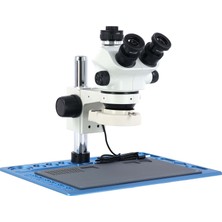 EUAS Mikroskop Zs 7050P Trinoküler Mikroskop Seti- 7X-50X Zoom, 0.5x Ctv, LED Işıklı ve Alüminyum Pedli Mavi Tabla Set