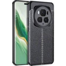 Honor Magic 6 Pro Kılıf Siyah Deri Görünümlü Zore Niss Silikon Kapak - Lyon Tech