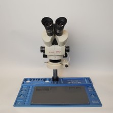EUAS Myscope Td-7s Kamera Yuvalı Profesyonel Trioküler Beyaz Kafa Tamir Mikroskobu ve LED Işıklı Geniş Mavi Çalışma Tablası (My-7s)