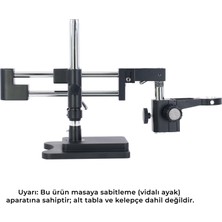 EUAS Szm Masaya Vidalı Mikroskop Stand Siyah - Çift Kollu Hareketli Bom Stand (Ø76MM Tutucu / 380MM Sütun)