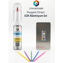 COLORGUARD Peugeot Citröen EZR Alüminyum Gri Rötuş Seti - 2 si 1 Arada İğne ve Fırça Uçlu Şişe, Rötuş Çeliği ve Rötuş Çubuğu