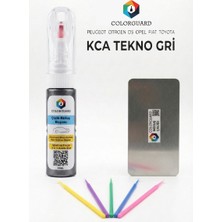 COLORGUARD Peugeot Citröen Opel KCA Tekno Gri Rötuş Seti - 2 si 1 Arada İğne ve Fırça Uçlu Şişe, Rötuş Çeliği ve Rötuş Çubuğu