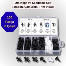 Hakan Living Oto Döşeme, Tampon ve Trim Sabitleme Klipsleri, Çok Amaçlı Perçin ve Klips Seti 100 Parça 6 Çeşit Plastik Vida