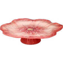 Baci Milano Botanica Çiçek Desenli Melamin Mercan Rengi Orta Boy Ayaklı Kek Standı 32,5 cm