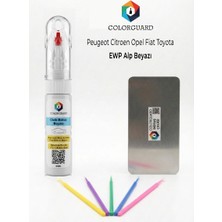COLORGUARD Peugeot-Citröen-Opel EWP Alp Beyazı Rötuş Seti - 2 si 1 Arada İğne ve Fırça Uçlu Şişe, Rötuş Çeliği ve Rötuş Çubuğu