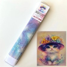 NT Boncuklu Taşlı Pano Mozaik Elmas Goblen Çocuklar Için Diamond Tablo 50 x 65 cm Huzurlu Kedi