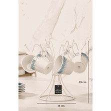 Edora Home Bej 6 Kancalı Bardak Askılık, Kupa, Fincan Kancalı Mutfak Set Üstü Düzenleyici - Metal Paslanmaz