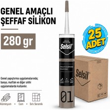 Selsil Arge Toptan Genel Amaçlı Şeffaf Silikon 280 gr 25 Adet