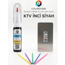 Colorguard Peugeot Citröen Ds Ktv Inci Siyah Rötuş Seti - 2 Si 1 Arada Iğne ve Fırça Uçlu Şişe, Rötuş Çeliği ve Rötuş Çubuğu