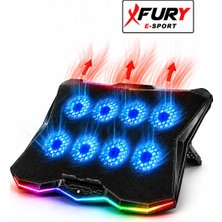 Fury E-Sport Rgb Laptop Soğutucu 8 Fanlı Ayarlanabilir Standlı Notebook Soğutucu