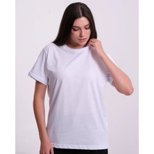 Cotton Lab Kadın %100 Premium Pamuklu Yumuşak Dokulu Terletmez Bisiklet Yaka Tişört