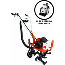 Öm-ka Royal 68 cc - 3 Egzozlu - Mini Çapalama Makinesi - Çelik Bıçaklı 6 Hp