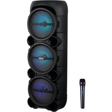 Başkenttekno 2185 Kablosuz Mikrofonlu Rgb Ledli Taşınabilir Bluetooth Hoparlör Parti Speaker Fm / USB / Tf