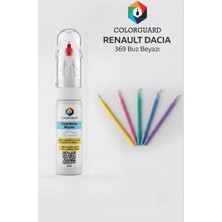 COLORGUARD Renault Dacia 369 Buz Beyazı Rötuş Boyası ve 5'li Rötuş Çubuğu Hassas Uygulama Seti