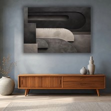 Gaagart Tekli Yatay Kanvas Tablo Dijital Baskı Siyah Gri Geometrik Soyut Modern Minimalist Lüks Salon Tablosu