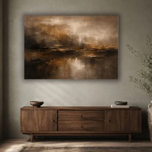 Gaagart Tekli Yatay Kanvas Tablo Dijital Baskı Kahve Gold Soyut Manzara Modern Yağlı Boya Görünümlü Salon Tablosu