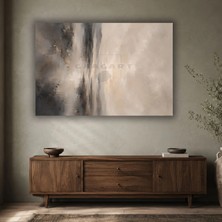 Gaagart Tekli Yatay Kanvas Tablo Dijital Baskı Bej Gri Soyut Ufuk Modern Minimalist Salon Yatak Odası Tablosu
