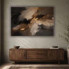 Gaagart Tekli Yatay Kanvas Tablo Dijital Baskı Siyah Bej Gold Soyut Fırça Darbeleri Modern Lüks Duvar Dekoru