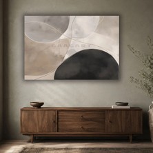 Gaagart Tekli Yatay Kanvas Tablo Dijital Baskı Bej Siyah Dairesel Formlar Soyut Modern Minimalist Salon Tablosu