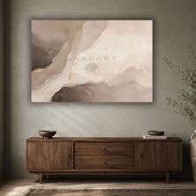 Gaagart Tekli Yatay Kanvas Tablo Dijital Baskı Bej Gri Akışkan Soyut Mermer Modern Minimalist Salon Tablosu